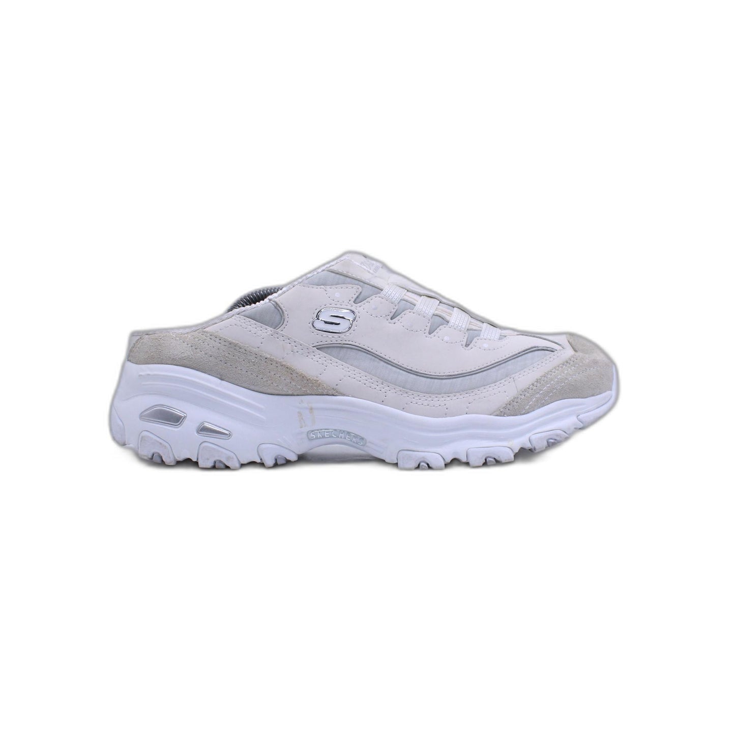 Skechers D'lite Shoes Gray Clog Slip On Comfort Sandal Memory Foam