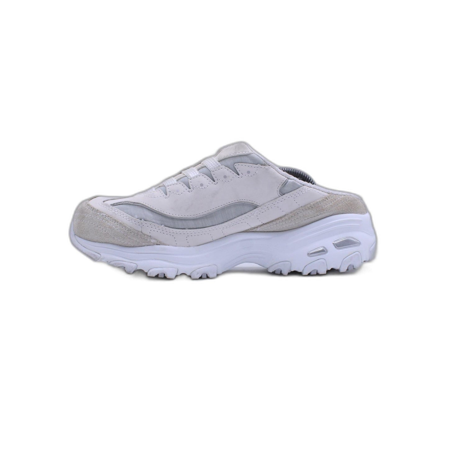 Skechers D'lite Shoes Gray Clog Slip On Comfort Sandal Memory Foam