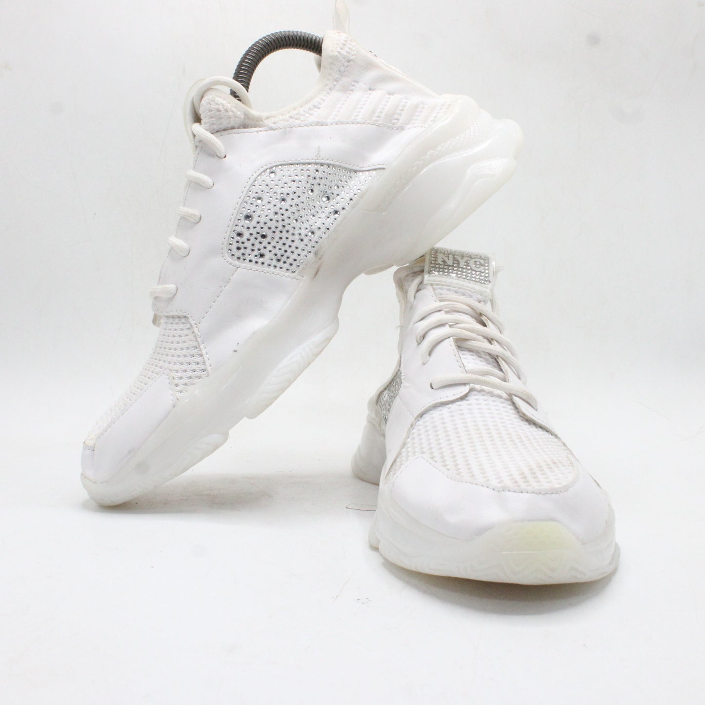 Madden NYC Women's Rhinestone sparkle Athletic Sneakers Embellished White