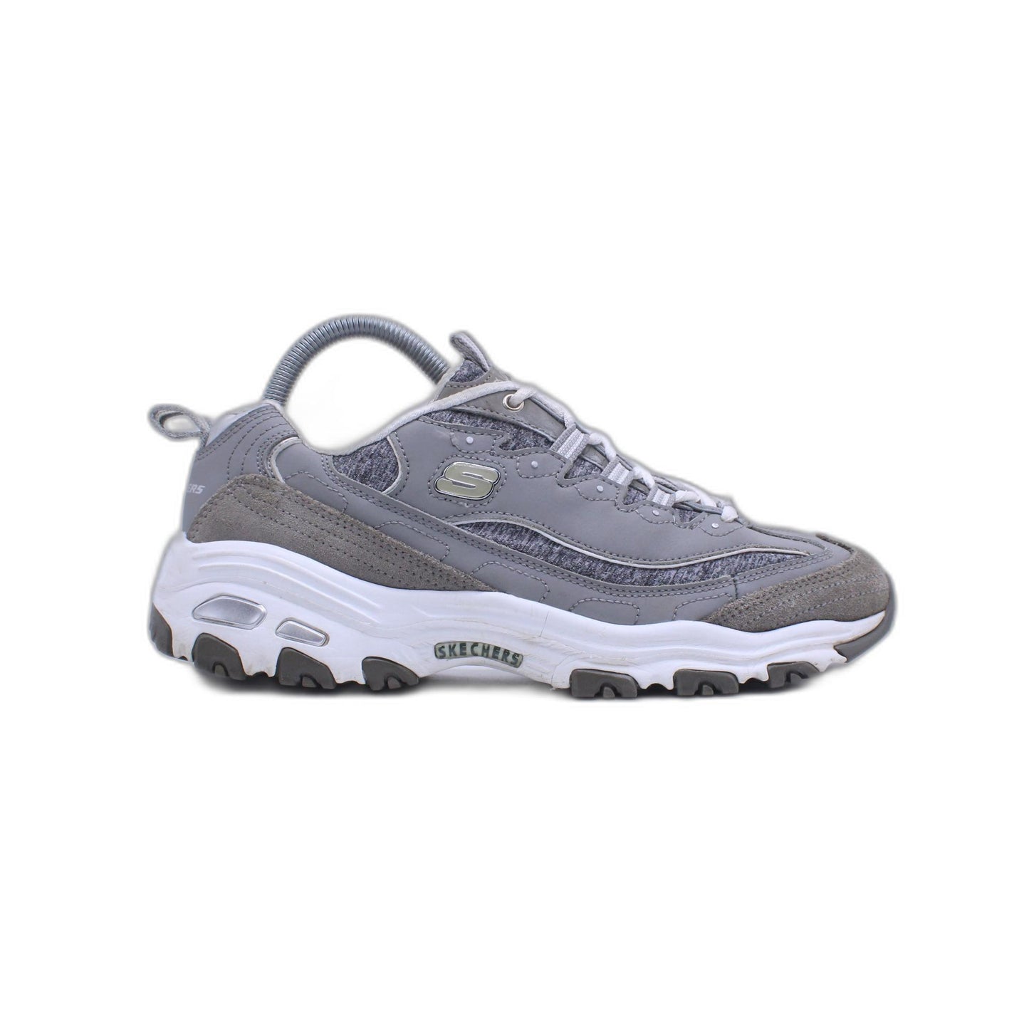 NEW Womens SKECHERS SPORT D'LITES ME TIME Grey LEATHER Shoes