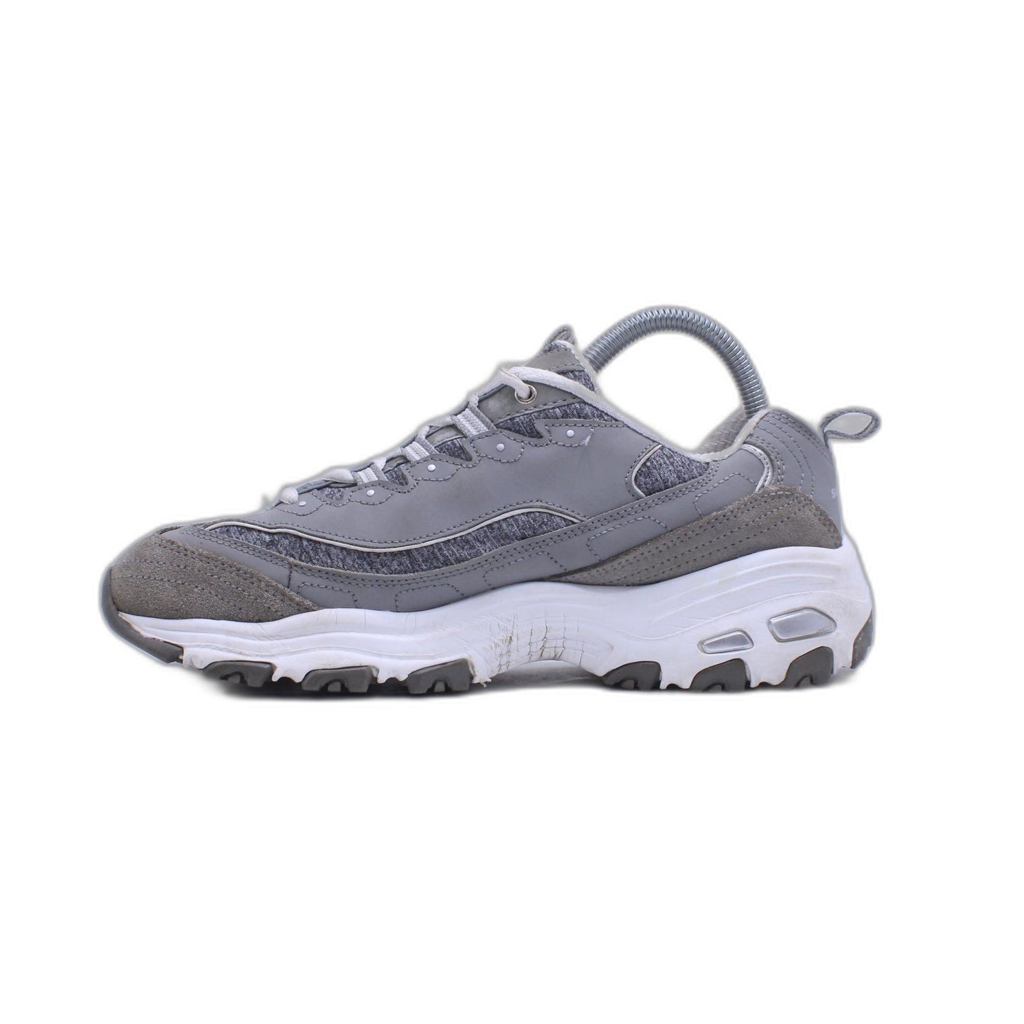 NEW Womens SKECHERS SPORT D'LITES ME TIME Grey LEATHER Shoes