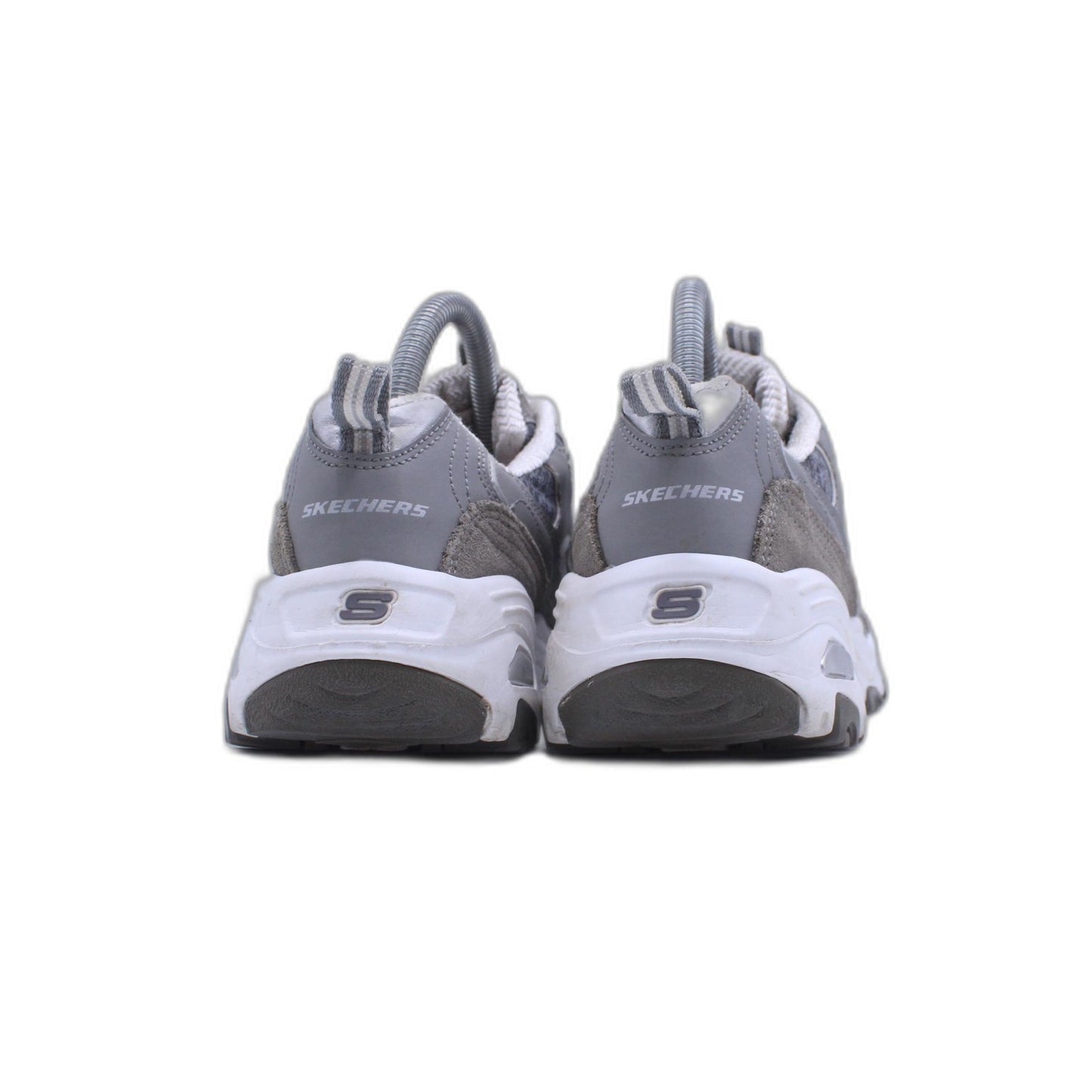 NEW Womens SKECHERS SPORT D'LITES ME TIME Grey LEATHER Shoes