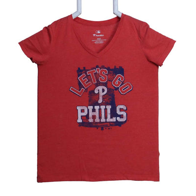 Philadelphia Phillies Fanatics Branded Women's Core Official Logo V-Neck T- Shirt - Red